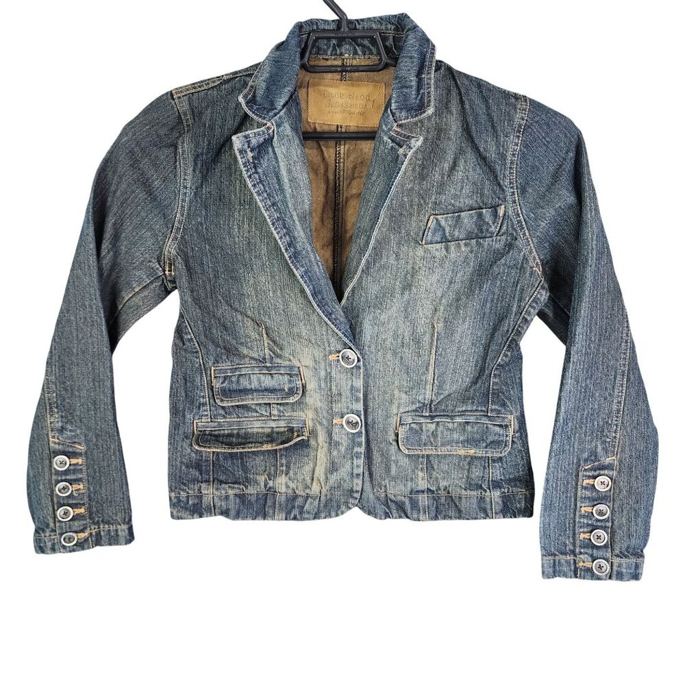 Womens Duck Head Jeanswear Blue Denim Jean Jacket 2 Button Long Sleeve Size M